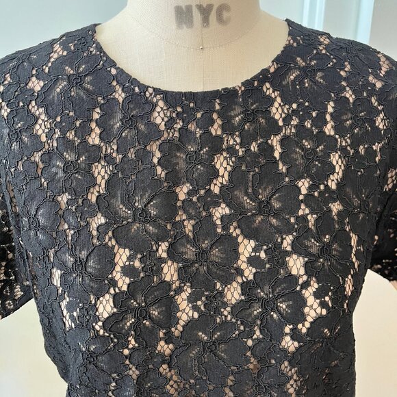 TRACY REESE Black Lace over Silk Organza Top Size XS - Picture 5 of 8